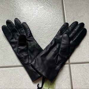 Black 100% cashmere lined leather gloves